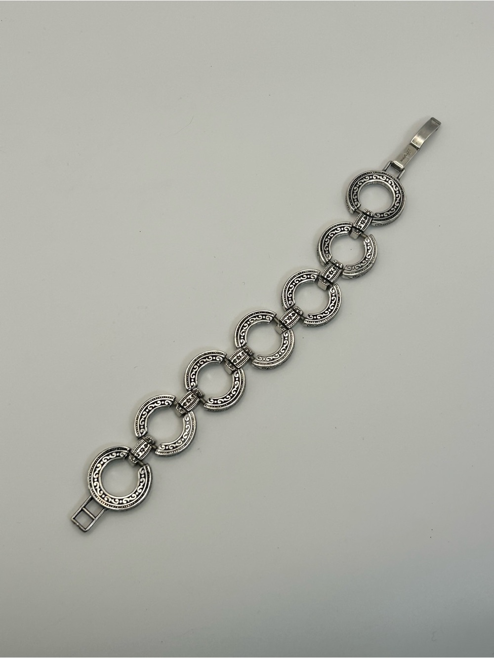 Brighton Central Park Bracelet Silver Plated Round Link 8" Toggle - Picture 8 of 11